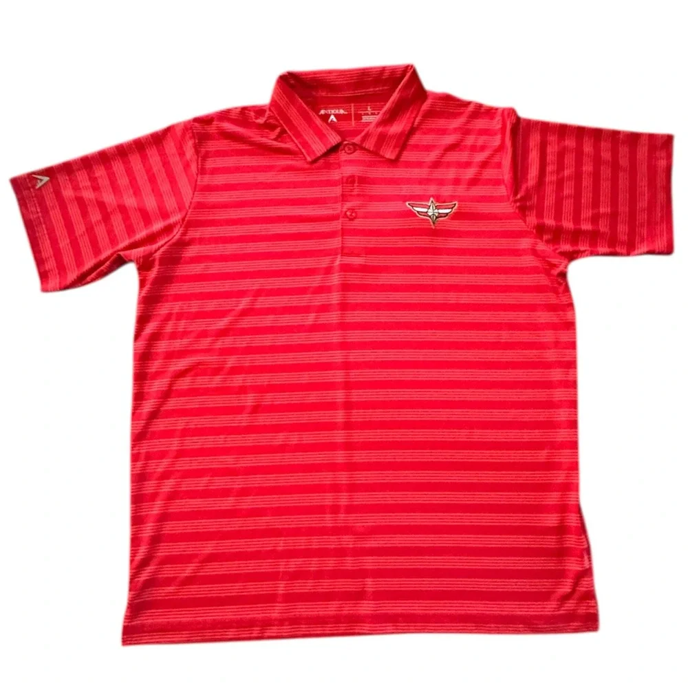 Red Striped Aces Men's Polo Shirt Activewear Athletic Aces Logo Large